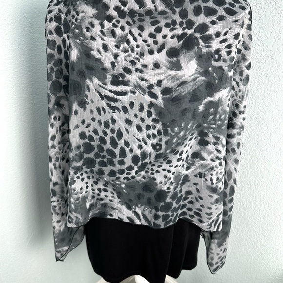 Cha Cha Venta 1X Animal Print Layover Black Sleeveless Tank Scoop Neck - Picture 8 of 12